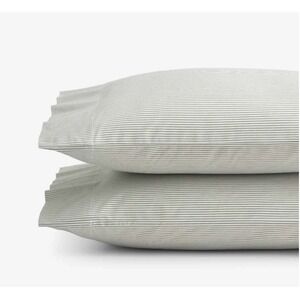 The Company Store Classic Stripes Cool Cotton Percale Pillowcases Stripe Green